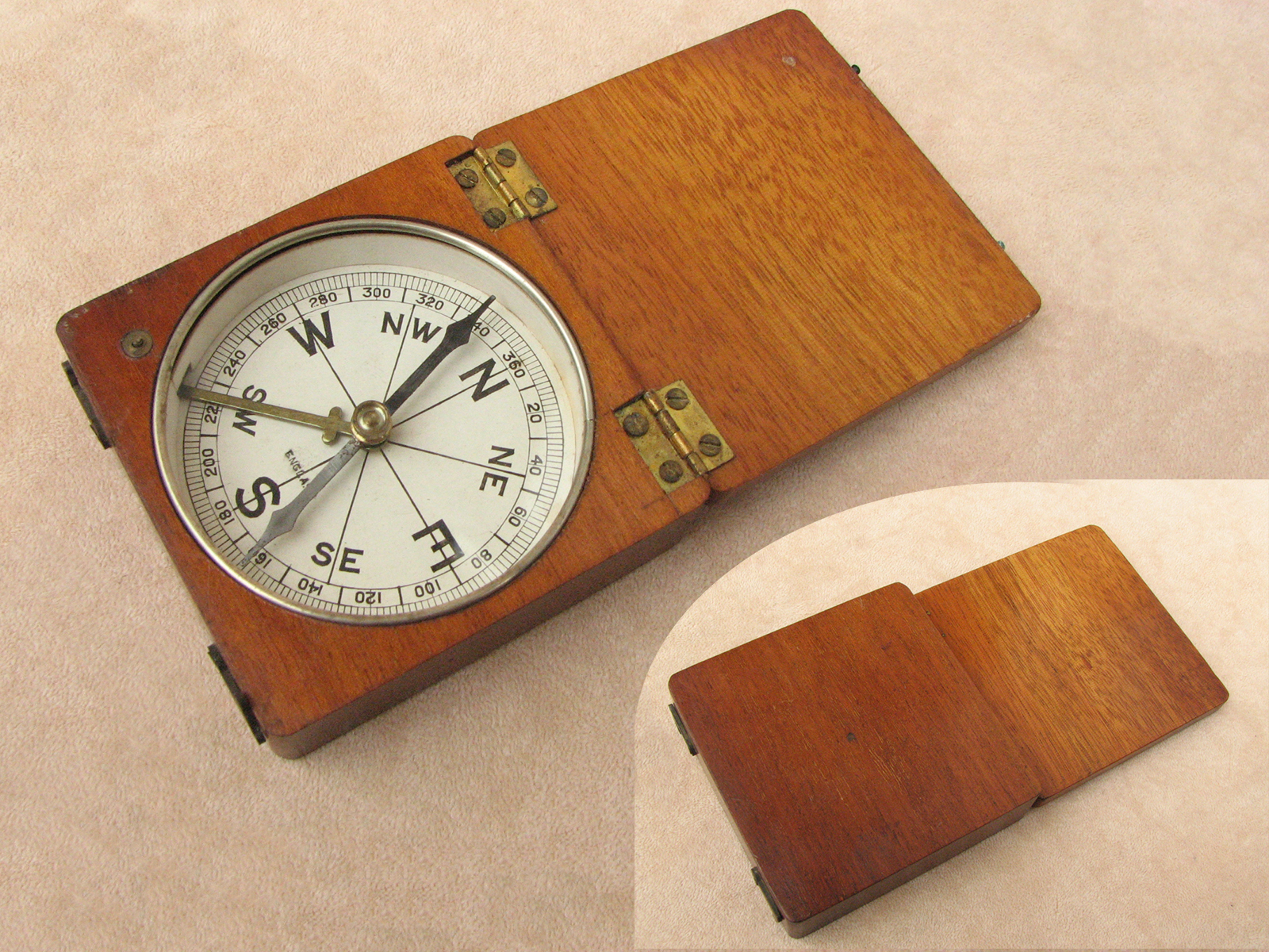 Late Victorian mahogany cased pocket compass